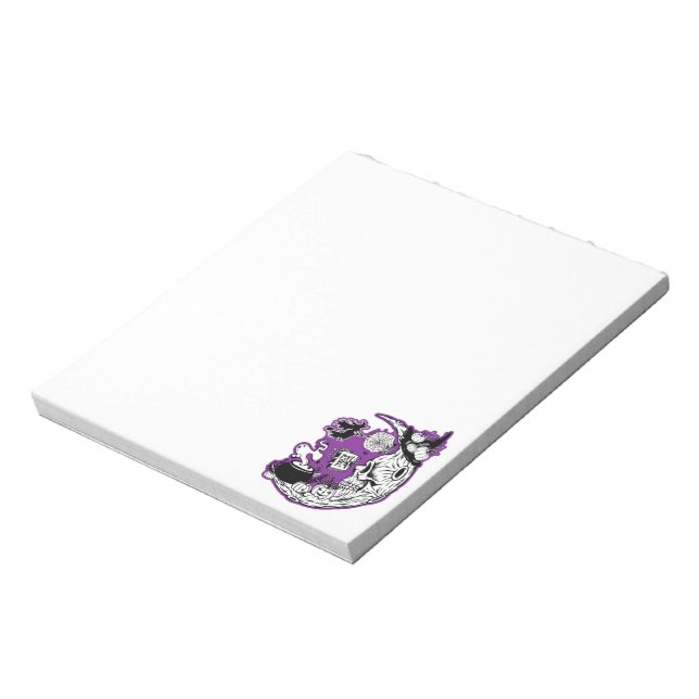 Halloween Crescent Måne Witch Skull Anteckningsblock (Roterad)