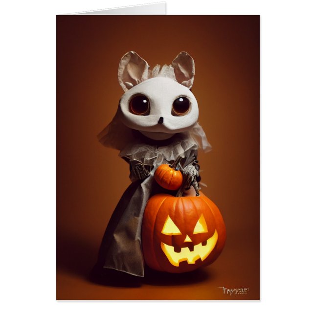 Halloween Critter Figur med Halloween Mouse Hälsningskort (Framsidan)