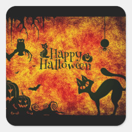 Halloween Critters Square Sticker Fyrkantigt Klistermärke