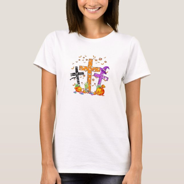 Halloween Crosses God T Shirt (Framsida)