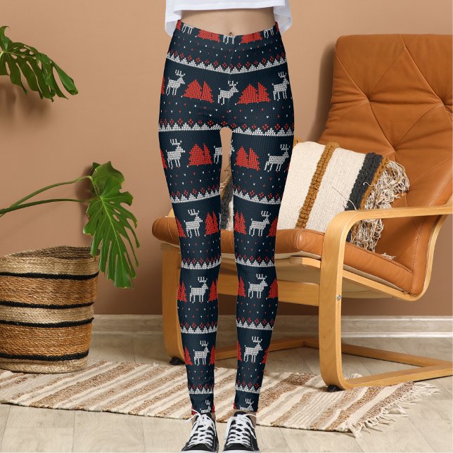 Halloween Crossover Roligt Ren Jul Mönster Leggings (Skapare uppladdad)