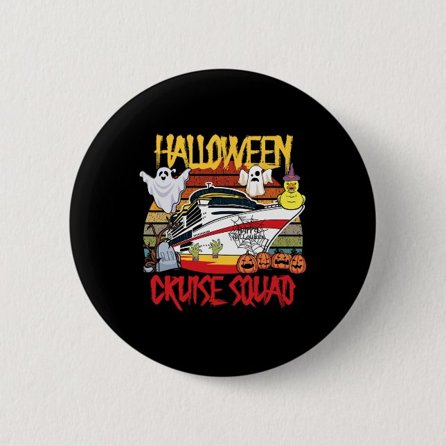 Halloween Cruise Besättning Gummi Anka Jakt Fartyg Knapp (Framsida)