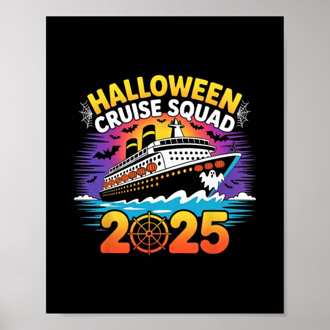 Halloween Cruise Squad Familj Rolliga Pyjamas Kost Poster (Framsidan)
