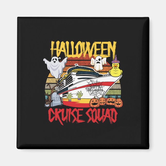 Halloween Cruise Squad Rubber Duck Hunting Ship Bo Magnet (Framsidan)