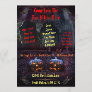 Halloween Crypt Keeper Graveyard Gravsten Bash Inbjudningar