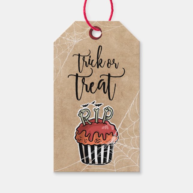 Halloween cupcake bus eller godis presentetikett (Framsidan)