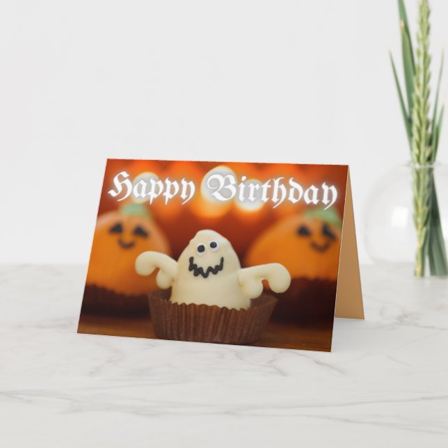 Halloween Cupkaka Birthday Kort (Framsida)