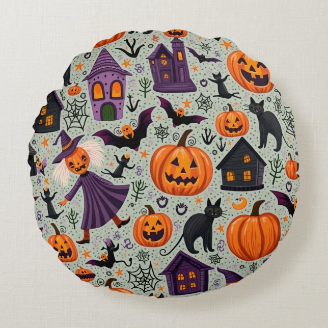 Halloween Cushion Rund Kudde (Framsidan)