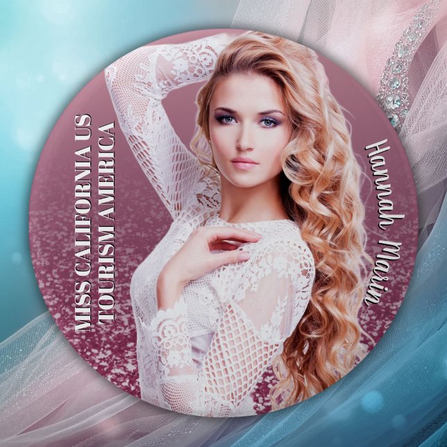 Halloween Custom Utklippt Foto Knapp Brosch (This raspberry sparkle pageant button adds a touch of glamour to your reign with muted pink glitter)
