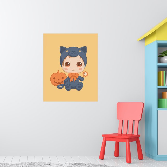 Halloween Cute Baby Black Cat Costume Poster (Barnkammare 1)