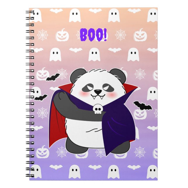 Halloween Cute Baby Panda Dracula Vampire Anteckningsbok (Framsidan)