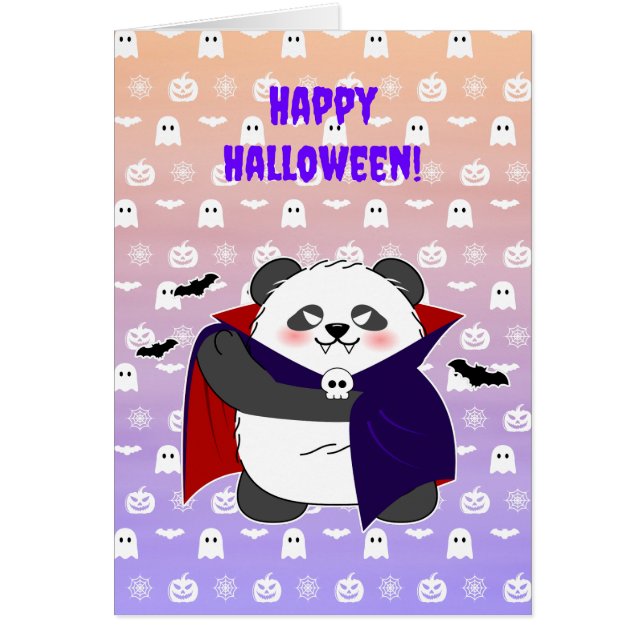 Halloween Cute Baby Panda Dracula Vampire Hälsningskort (Framsidan)