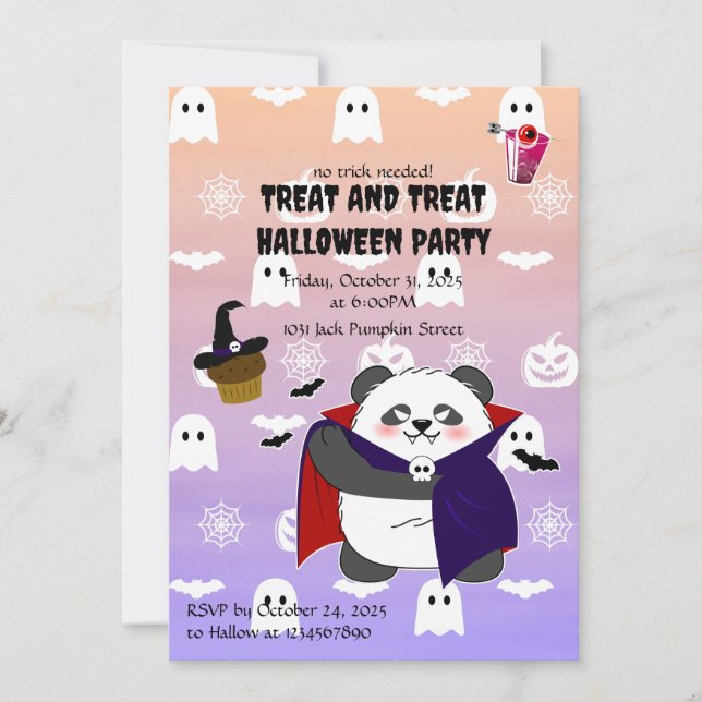 Halloween Cute Baby Panda Dracula Vampire Inbjudningar (Framsida)