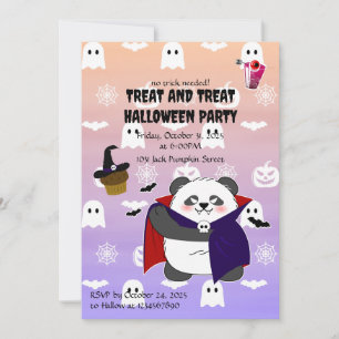 Halloween Cute Baby Panda Dracula Vampire Inbjudningar