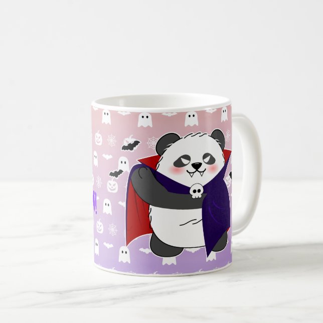Halloween Cute Baby Panda Dracula Vampire Kaffemugg (Framsida höger)