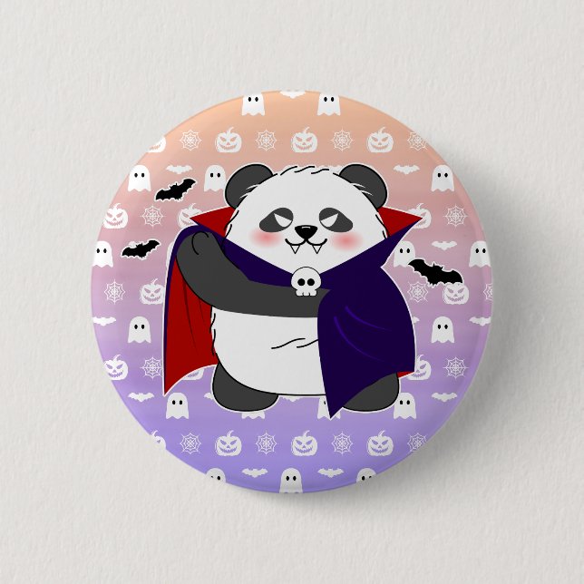 Halloween Cute Baby Panda Dracula Vampire Knapp (Framsida)