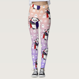 Halloween Cute Baby Panda Dracula Vampire Leggings