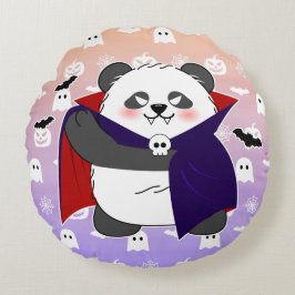 Halloween Cute Baby Panda Dracula Vampire Rund Kudde
