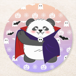 Halloween Cute Baby Panda Dracula Vampire Underlägg Papper Rund