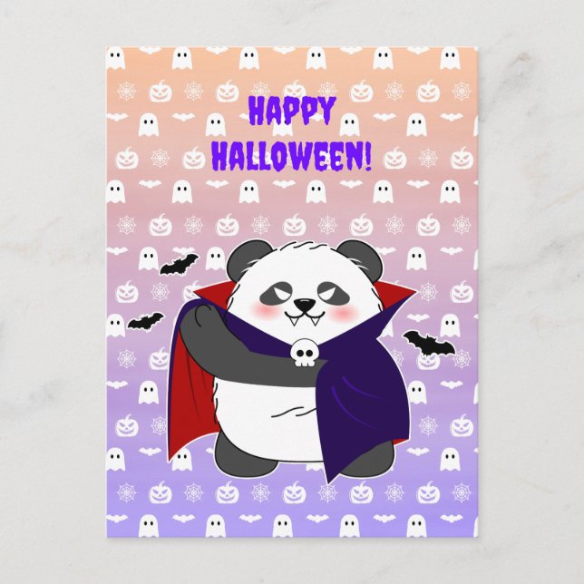 Halloween Cute Baby Panda Dracula Vampire Vykort (Framsida)