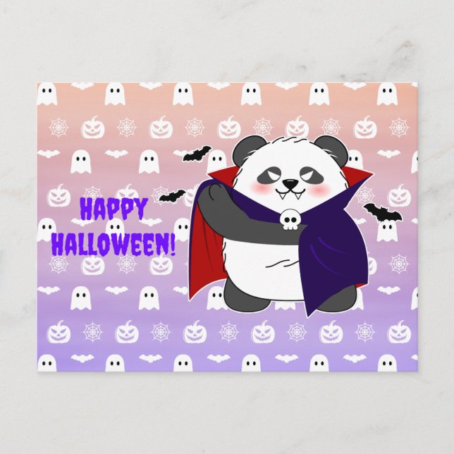 Halloween Cute Baby Panda Dracula Vampire Vykort (Framsida)
