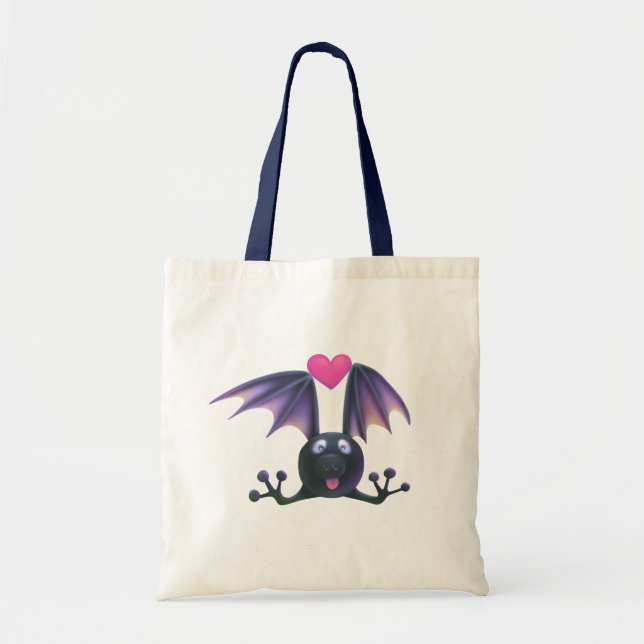 Halloween Cute Bat Tote Bag Tygkasse (Framsidan)