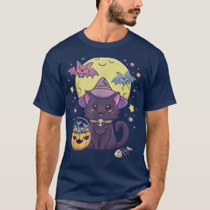 Halloween Cute Black Cat Kawaii Pastel Goth Witch T Shirt