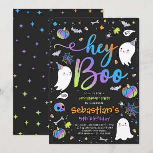 Halloween Cute Boy Ghost Birthday Spooktacular Inbjudningar
