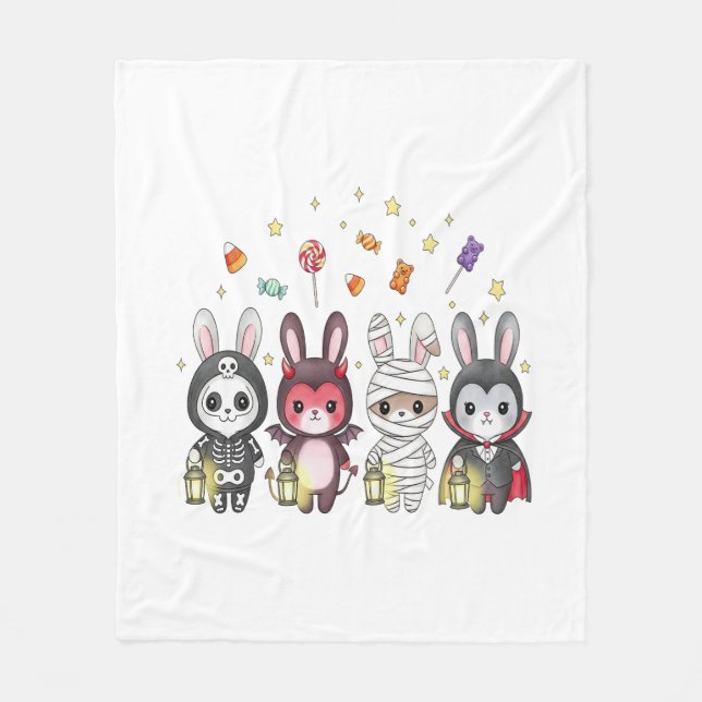 Halloween Cute Bunny Costume Fleecefilt (Framsidan)