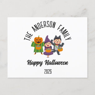 Halloween Cute Bus eller godis Personlig Namn Helg Vykort