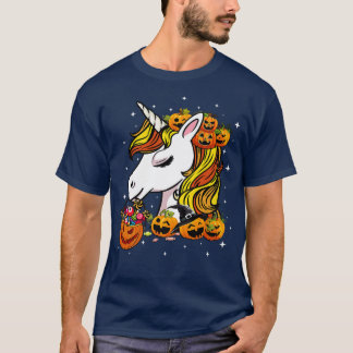 Halloween Cute Candy corn Unicorn Halloween Pumpki T Shirt
