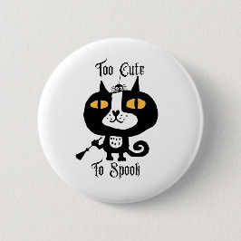 Halloween Cute Cat Black är för tyst för att få ta Knapp