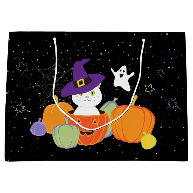 Halloween Cute Cat i Witch Hat (Framsidan)