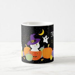Halloween Cute Cat i Witch Hat Kaffemugg