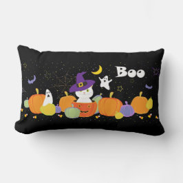 Halloween Cute Cat i Witch Hat Lumbarkudde