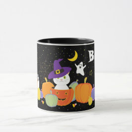 Halloween Cute Cat i Witch Hat Mugg