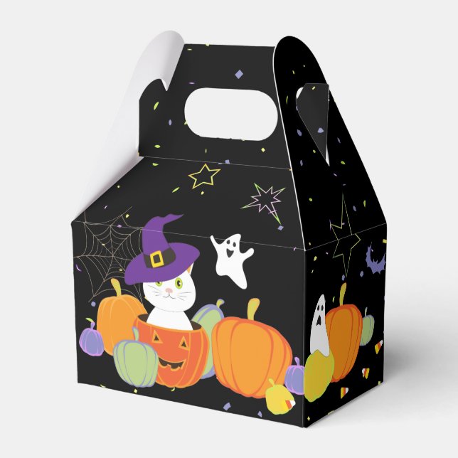 Halloween Cute Cat i Witch Hat Presentaskar (Framsidan Sidan)