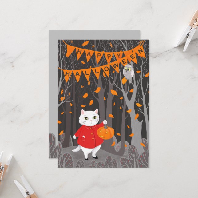 Halloween Cute Cat & Jack-o’ lantern Pumpkin (Fram/Back In Situ)