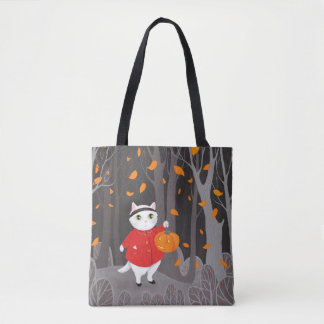 Halloween Cute Cat & Jack o lantern Tygkasse