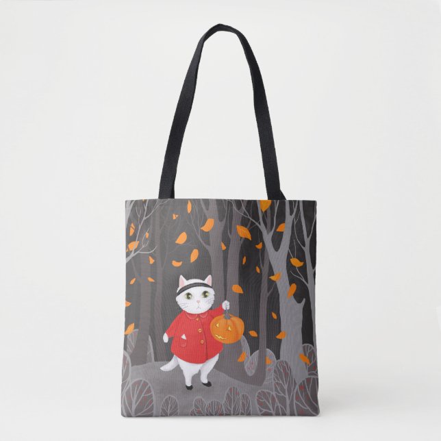Halloween Cute Cat & Jack o lantern Tygkasse (Framsida)
