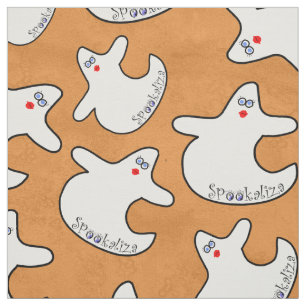 Halloween Cute Diva Ghost Random Mönster Orange Tyg