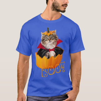 Halloween Cute Dracula Cat Pumpkin  T Shirt