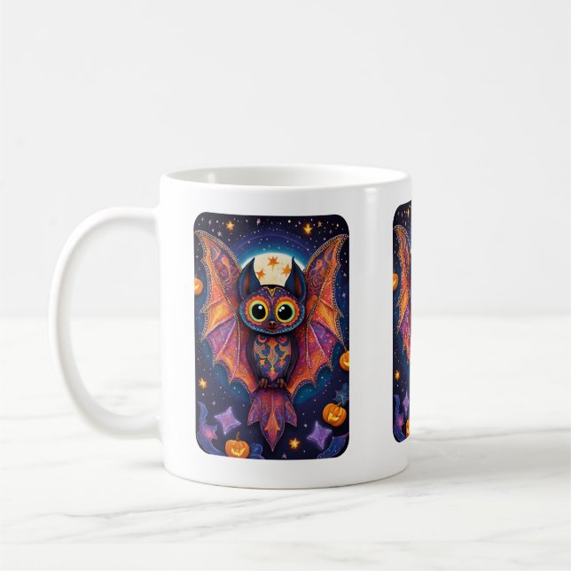 Halloween Cute Fladdermus Alebrije Kaffemugg (Vänster)