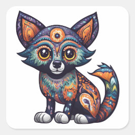 Halloween Cute Fox Fyrkantigt Klistermärke