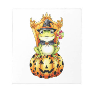 Halloween Cute Frog on Pumpkin Anteckningsblock