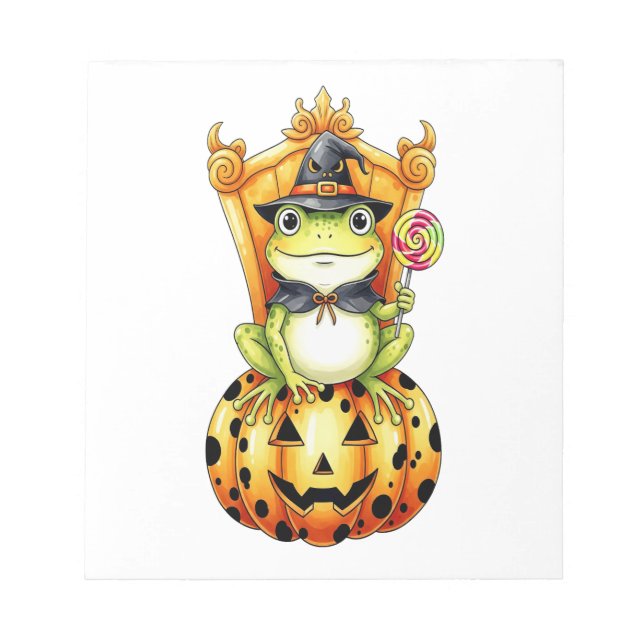 Halloween Cute Frog on Pumpkin Anteckningsblock (Framsida)