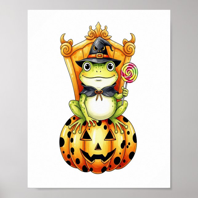Halloween Cute Frog on Pumpkin Poster (Framsidan)