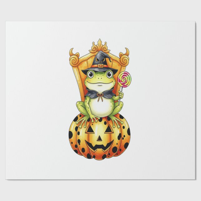 Halloween Cute Frog on Pumpkin Presentpapper (Platt)