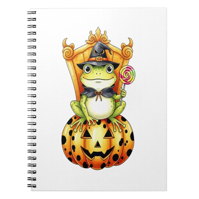 Halloween Cute Frog på Pumpkin Anteckningsbok (Framsidan)