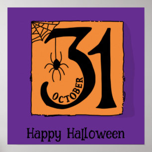 Halloween Cute Funny Whimsical 31 oktober ram Poster